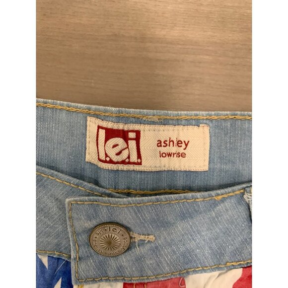 LEI Ashley Girls American Flag Low Rise Denim Shorts Size 9 - Picture 6 of 10